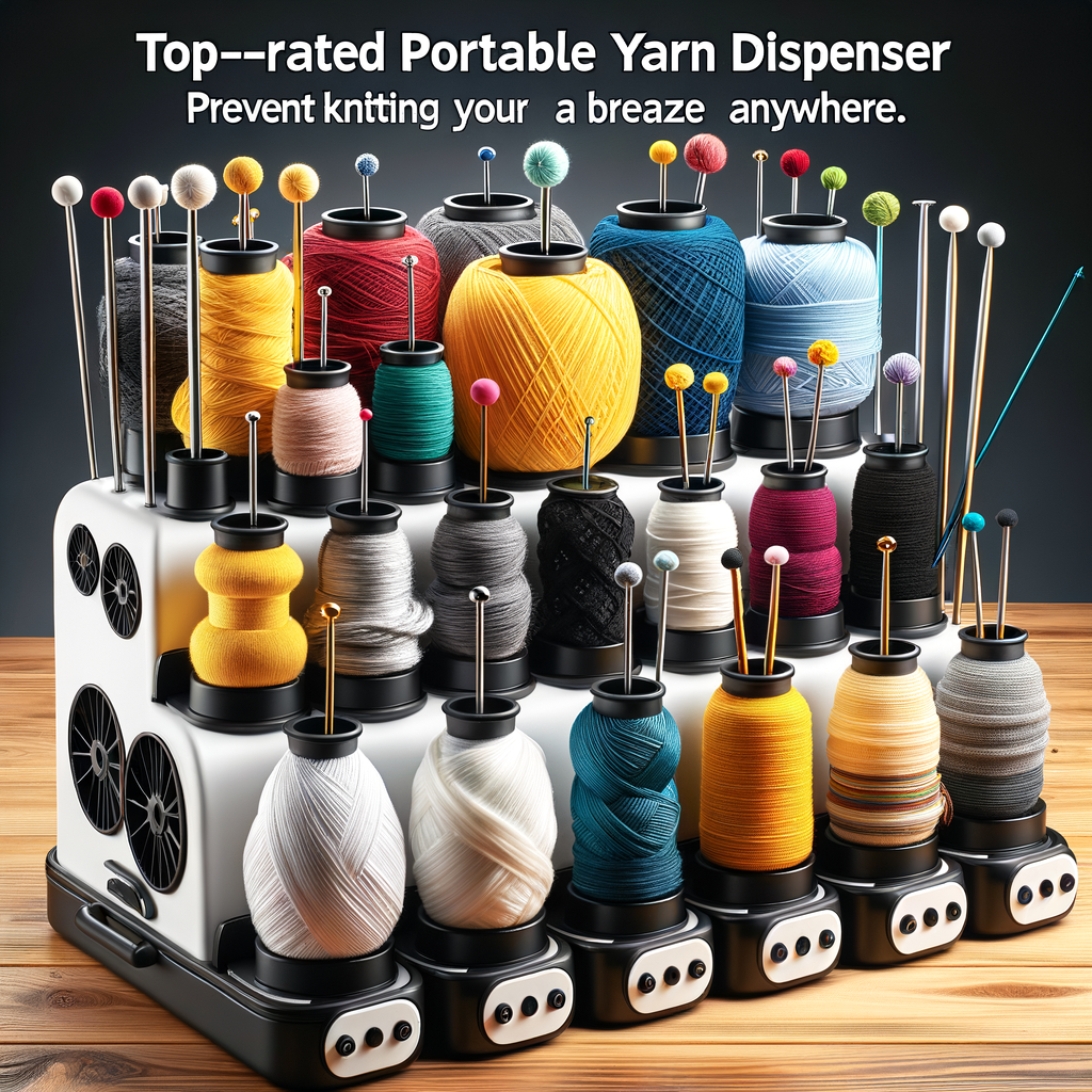 Selection of best portable yarn dispensers for tangle-free knitting anywhere, highlighting their travel-friendly design and efficient yarn storage solutions as essential knitting accessories.