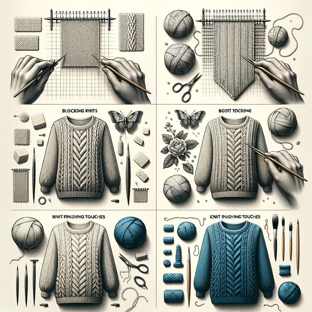 Professional demonstration of knitting techniques including blocking basics and knit finishing touches, illustrating knitwear transformations and the improvement of knits through various knit blocking methods.