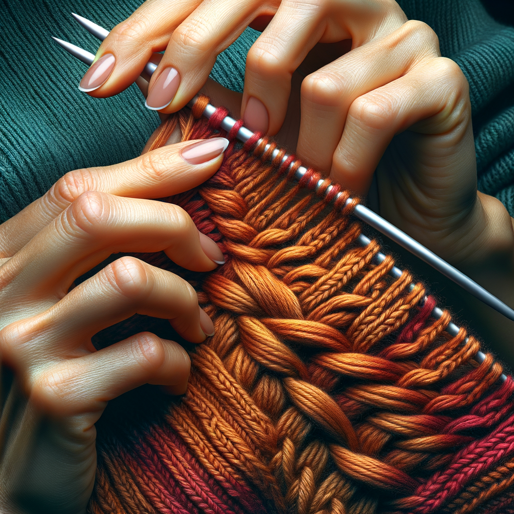 Skilled hands demonstrating Shadow Wrap Short Rows knitting technique for smooth transitions in knitwear design, providing a visual guide for advanced knitting patterns tutorial.